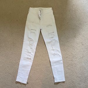 american eagle white distressed jeans